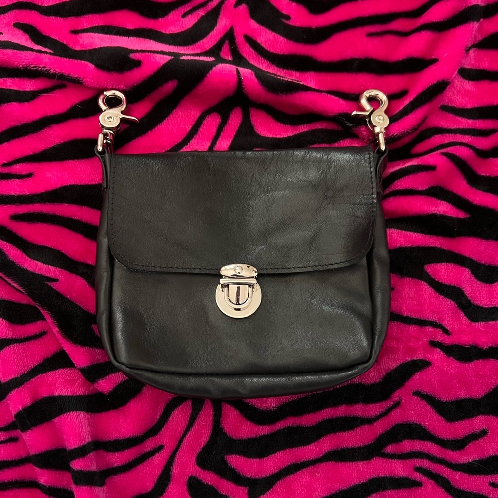 Black Leather Crossbody Bag
